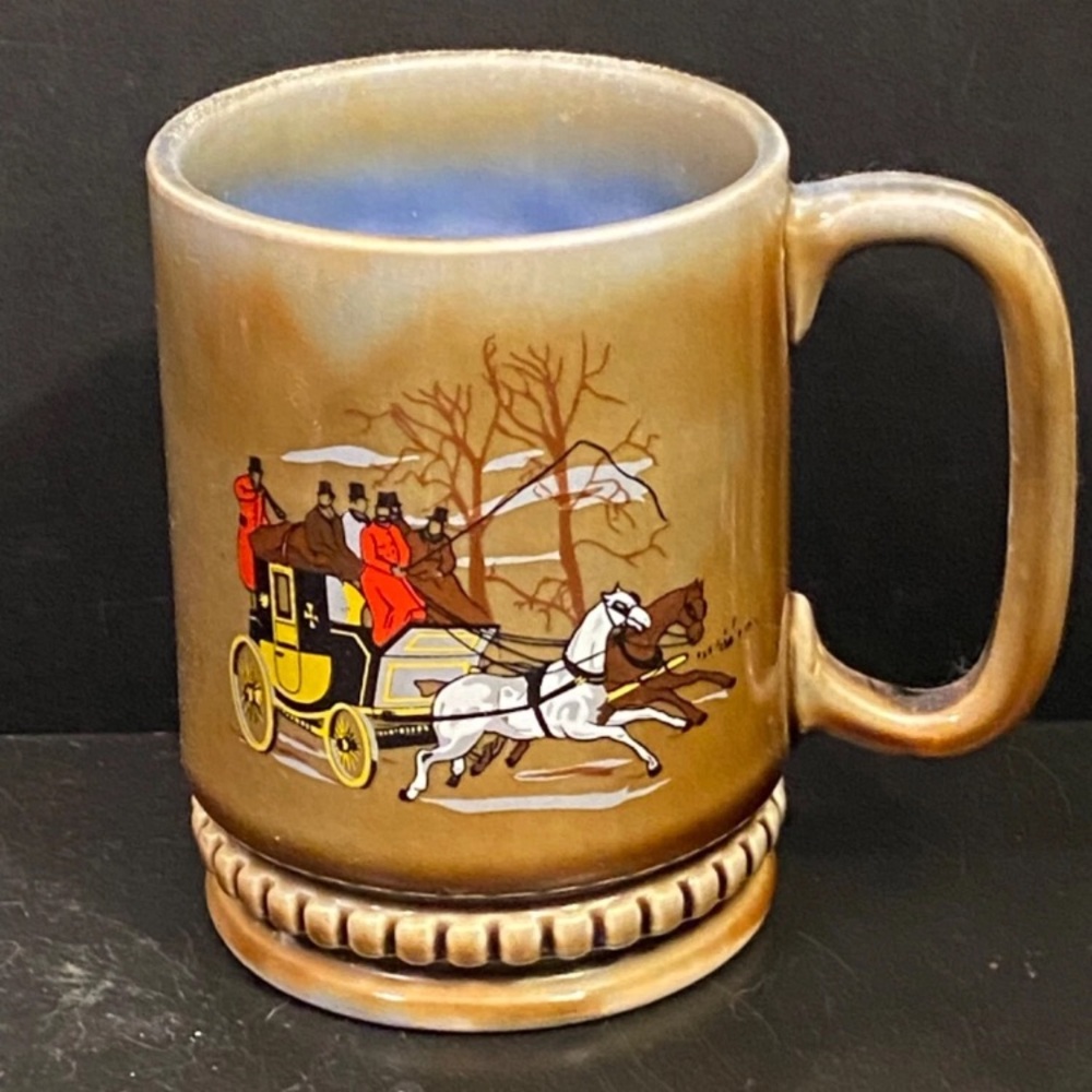 Vintage Irish Porcelain Green Blue Glaze 4 1/4” Mug Ireland